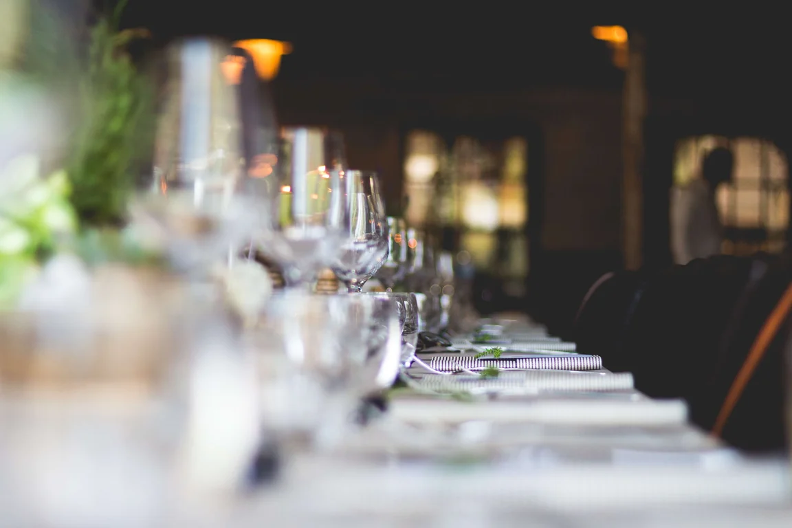 Wine glasses on a table