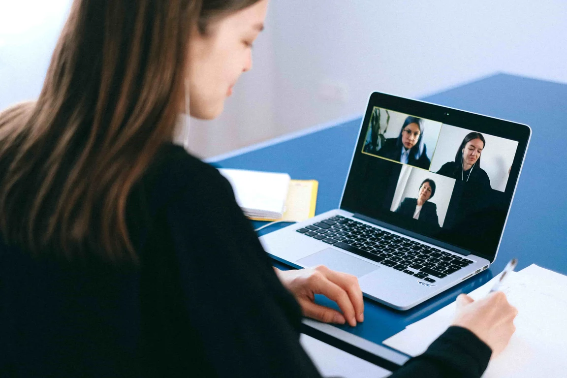 woman on a laptop video call